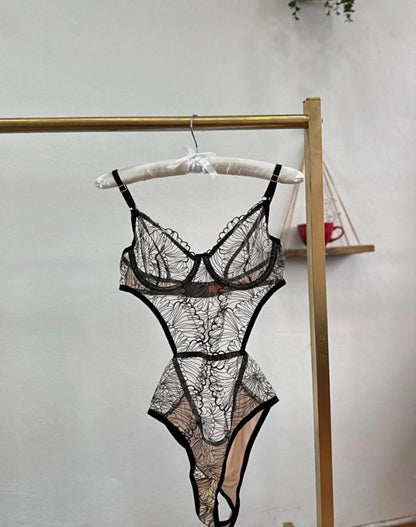 Jelesa JLS-BS317 Kadın Dantelli Bodysuit Siyah