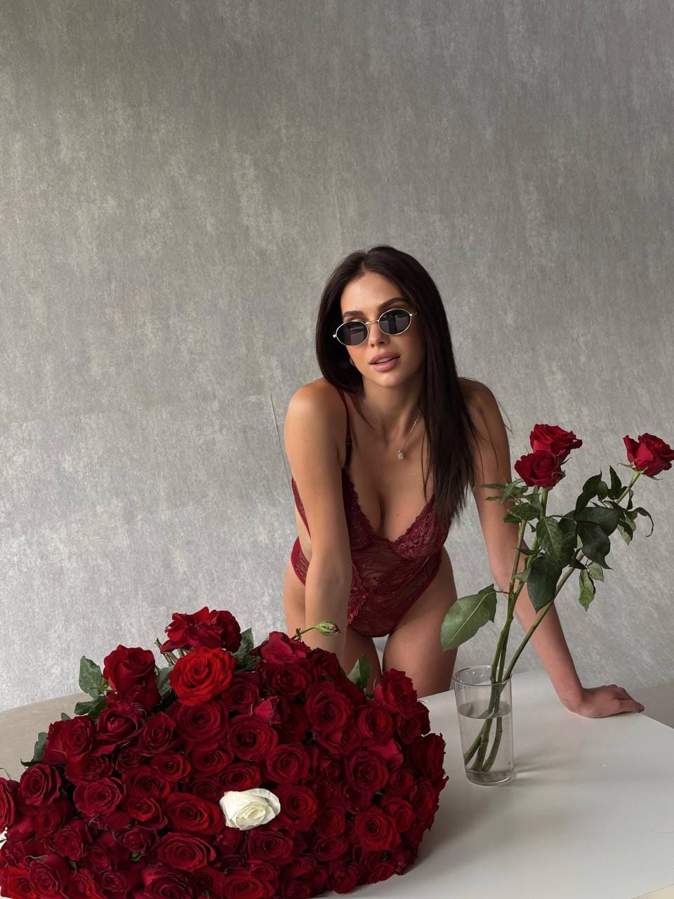 Jelesa JLS-BS316 Kadın Dantelli Bodysuit Bordo